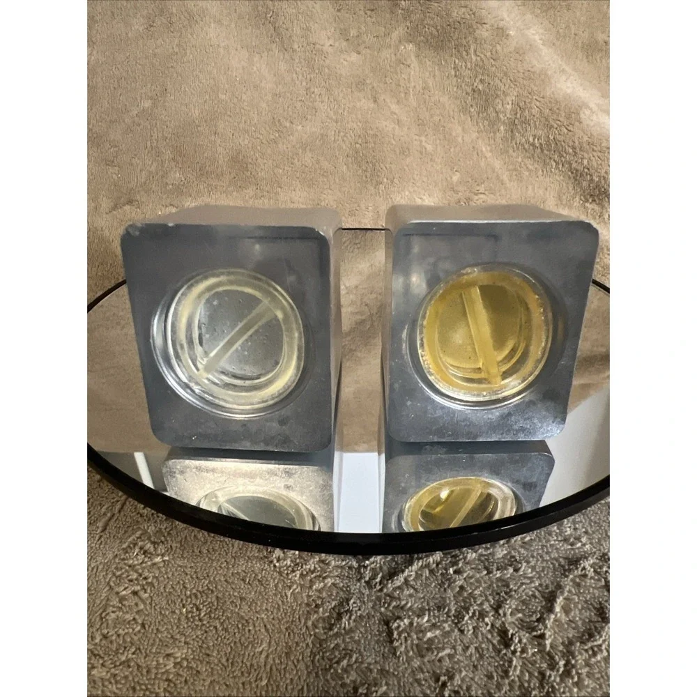 MCM Atomic‎ Era Salt & Pepper Shakers Brushed Chrome Style and Lucite